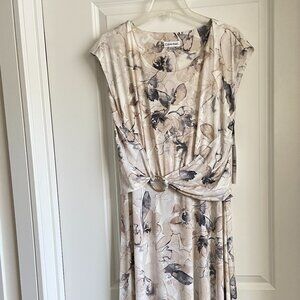 NWT $149 CALVIN KLEIN BEAUTIFUL WATER COLORS CAP SLEEVES MIDI DRESS